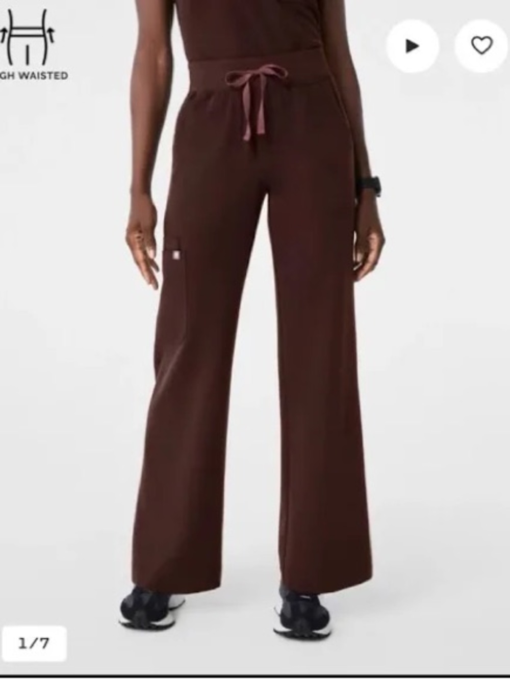FIGS High Waisted Isabel Wide Leg Scrub Pants Espresso NWT Size S Regular